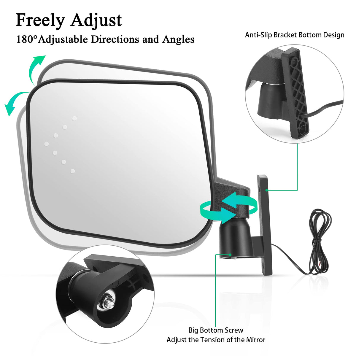 180-degree adjustable golf cart mirror lets you tailor your field of vision