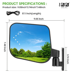 Folded golf cart side mirror by 9.99WORLD MALL saves space and storage