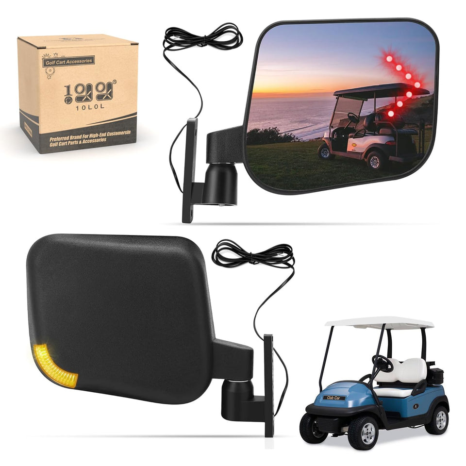 9.99WORLD MALL golf cart side mirror with turn signal front view for enhanced daytime awareness