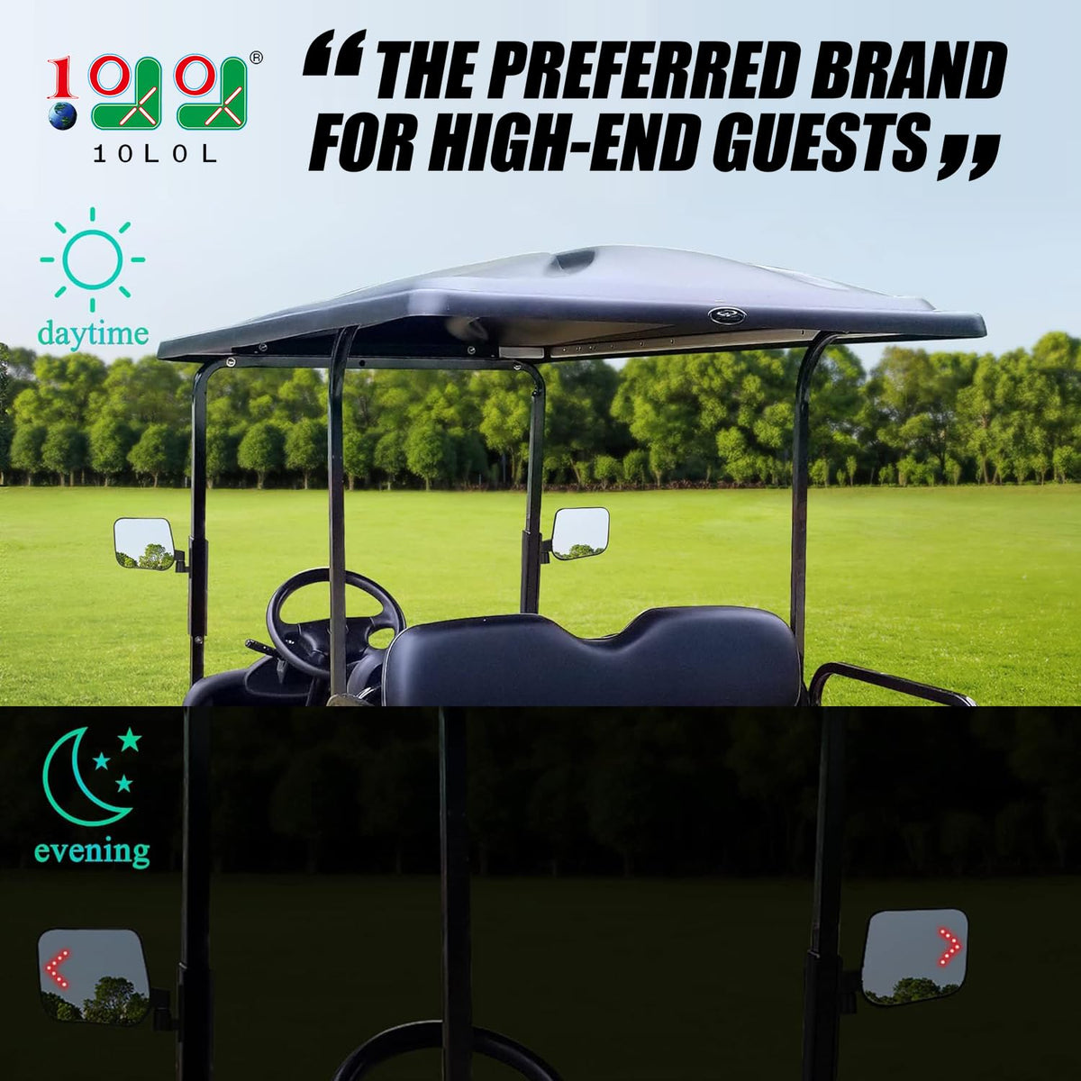 9.99WORLD MALL golf cart side mirror turn signal rear view improves night signaling safety
