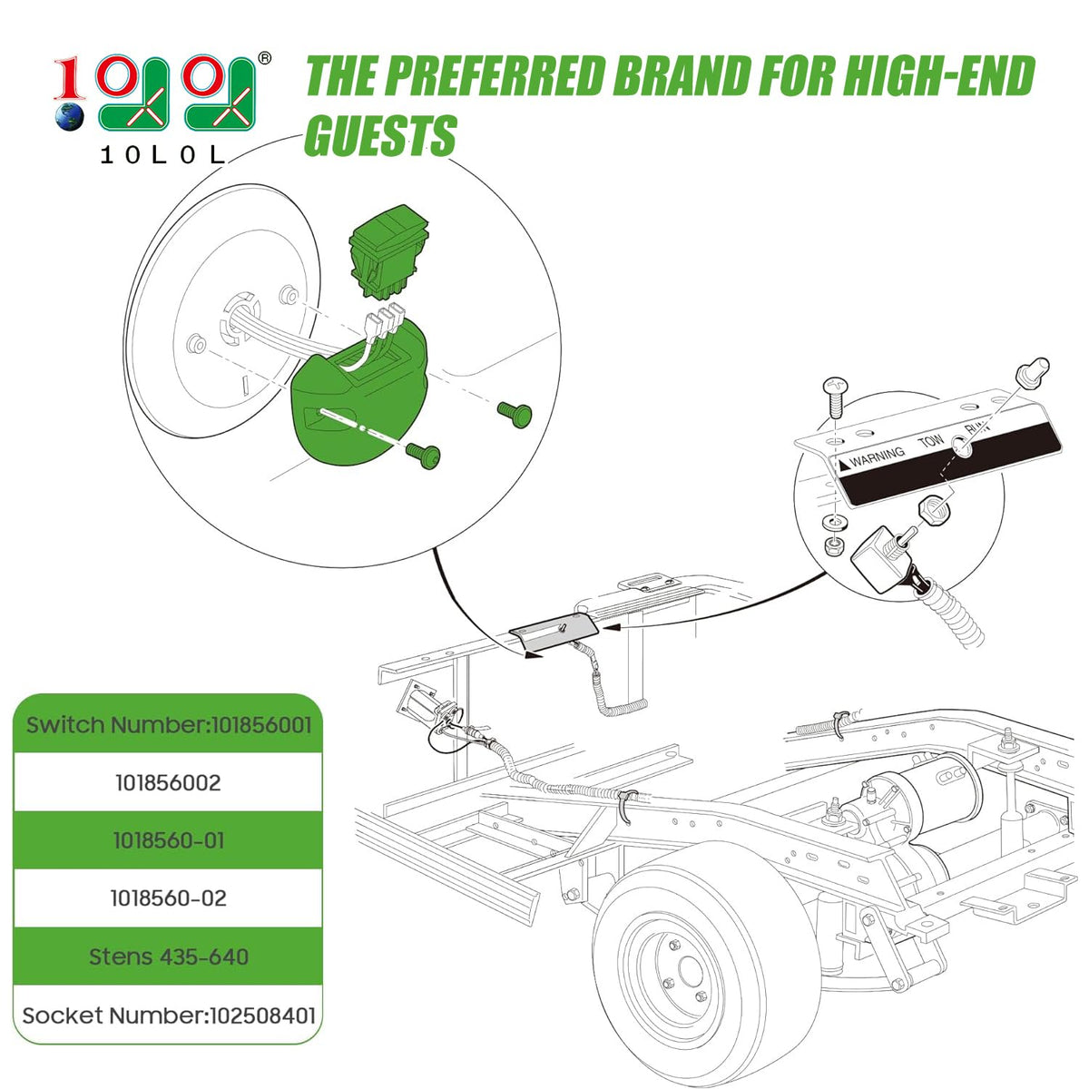 9.99WORLD MALL replacement switch 101856001-101856002 suitable across Club Car models.