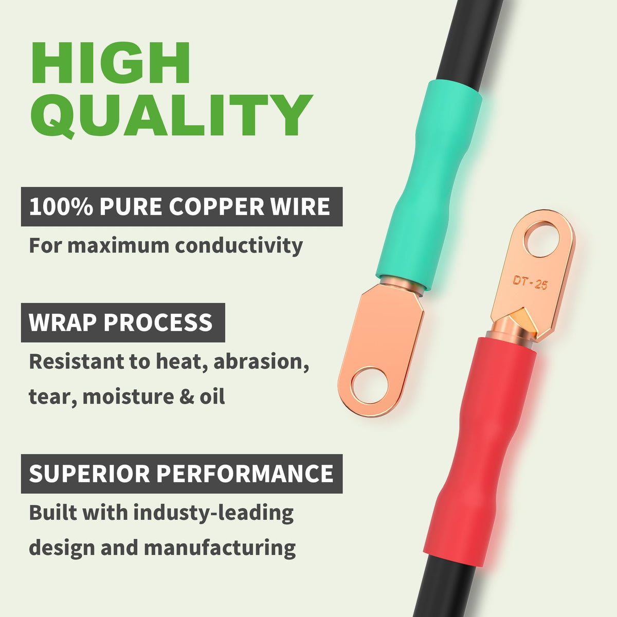 Tin-plated terminals resist oxidation for durable connections.