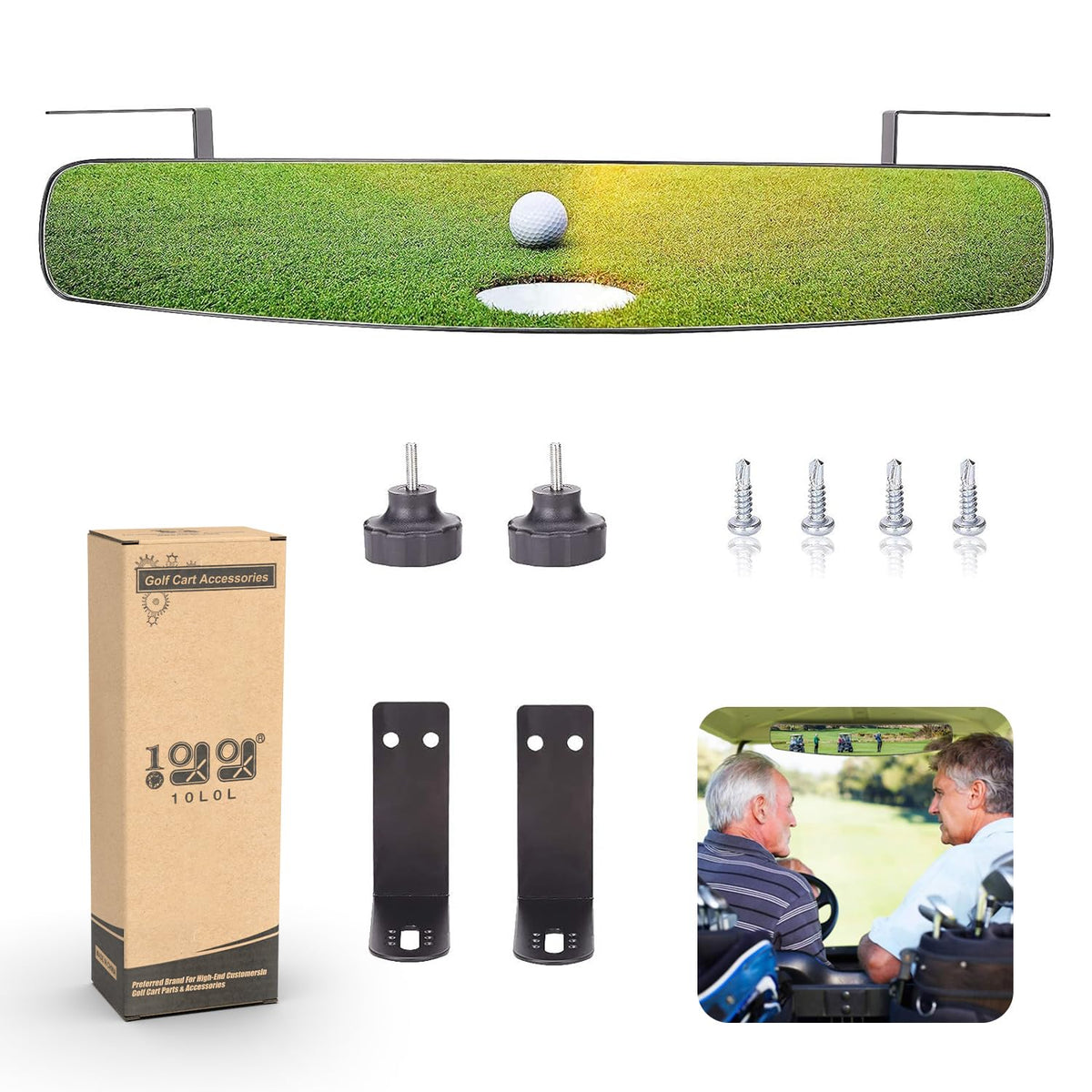 9.99WORLD MALL 16.5-inch rear view mirror provides wide-angle visibility for safer golf cart driving.