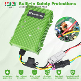 Rugged aluminum enclosure protects the unit and extends life for outdoor golf cart use.