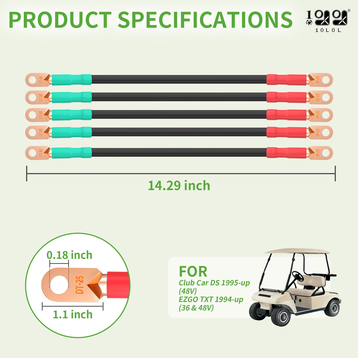 5-16 inch copper lugs provide strong, corrosion-resistant joints