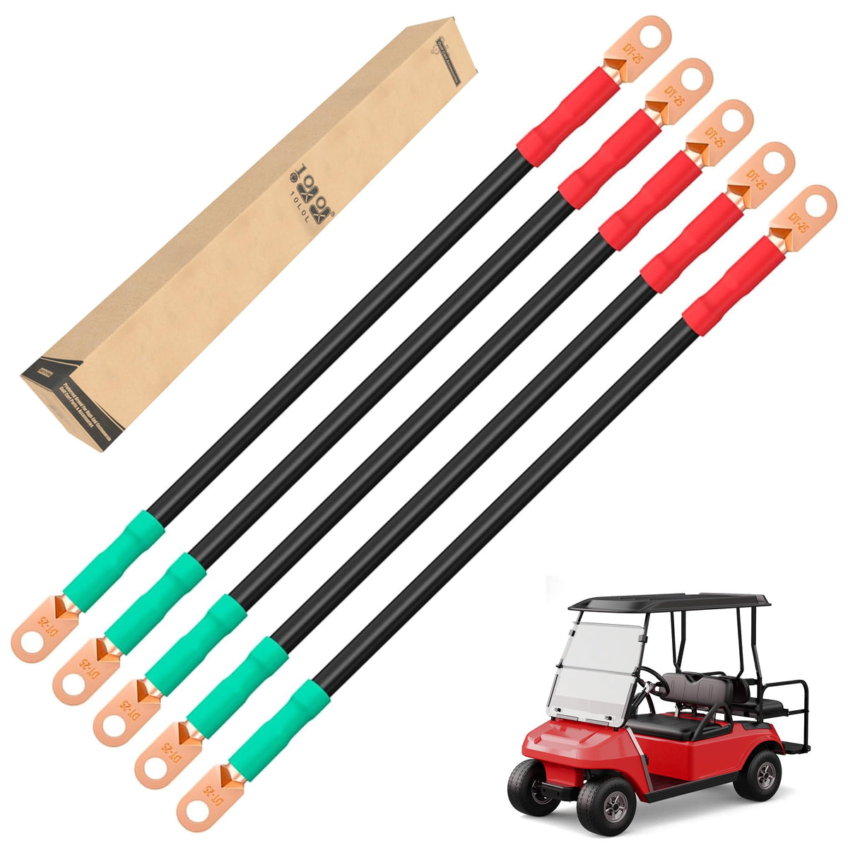 9.99WORLD MALL battery cable set installed on Club Car DS for reliable power connections