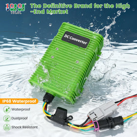 999worldmall golf cart voltage reducer side view highlights rugged enclosure and solid cable connections.