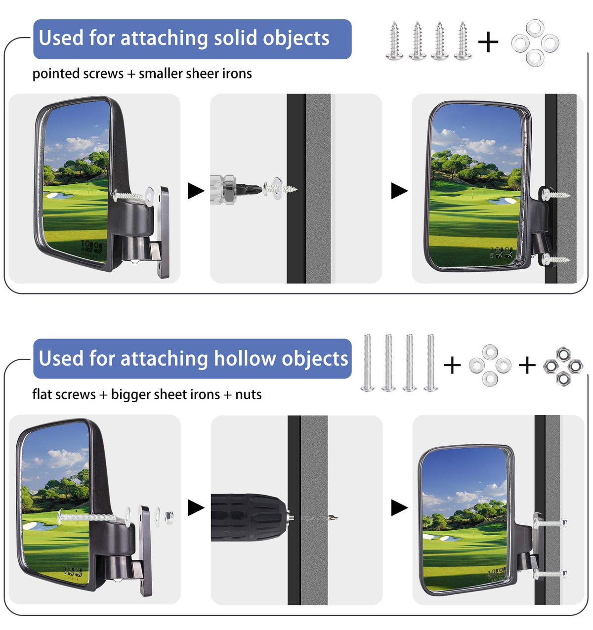 9.99WORLD MALL wide panoramic rear-view face enhances visibility.