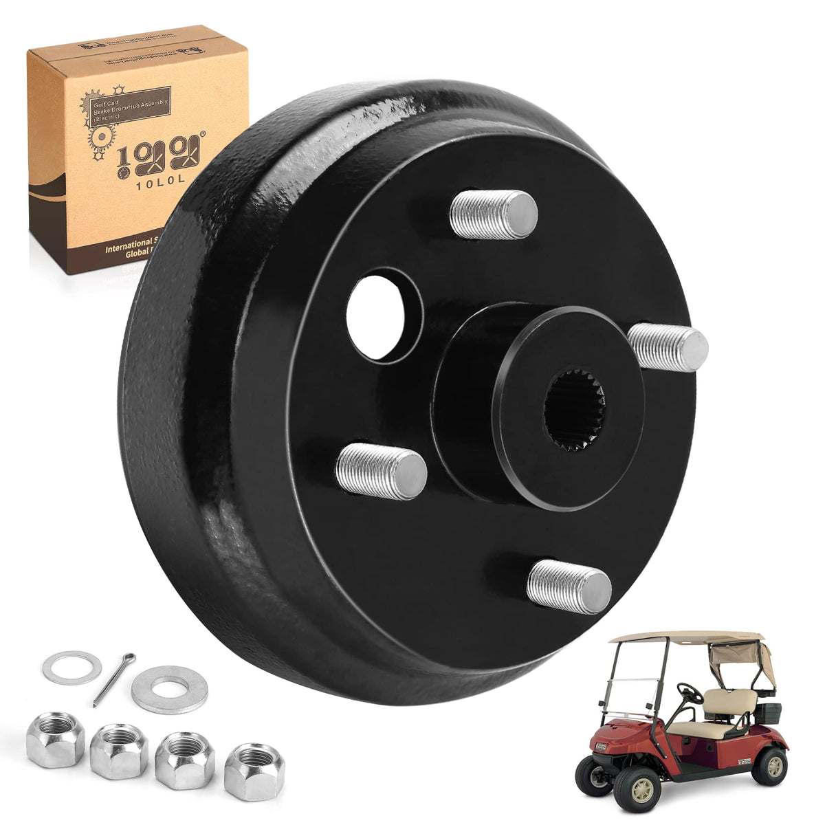 9.99WORLD MALL EZGO TXT brake drum hub front view shows compatibility and fit