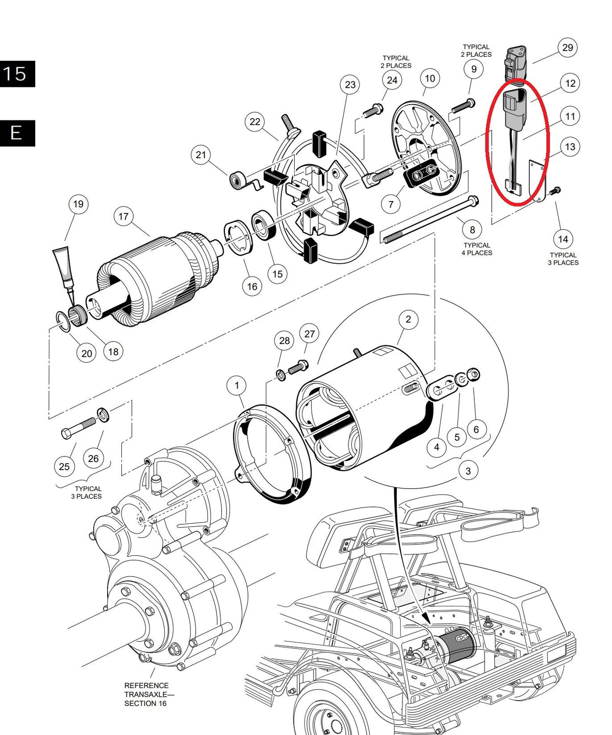 A.A Hall Effect Speed Sensor GE motor connector view to aid installation.