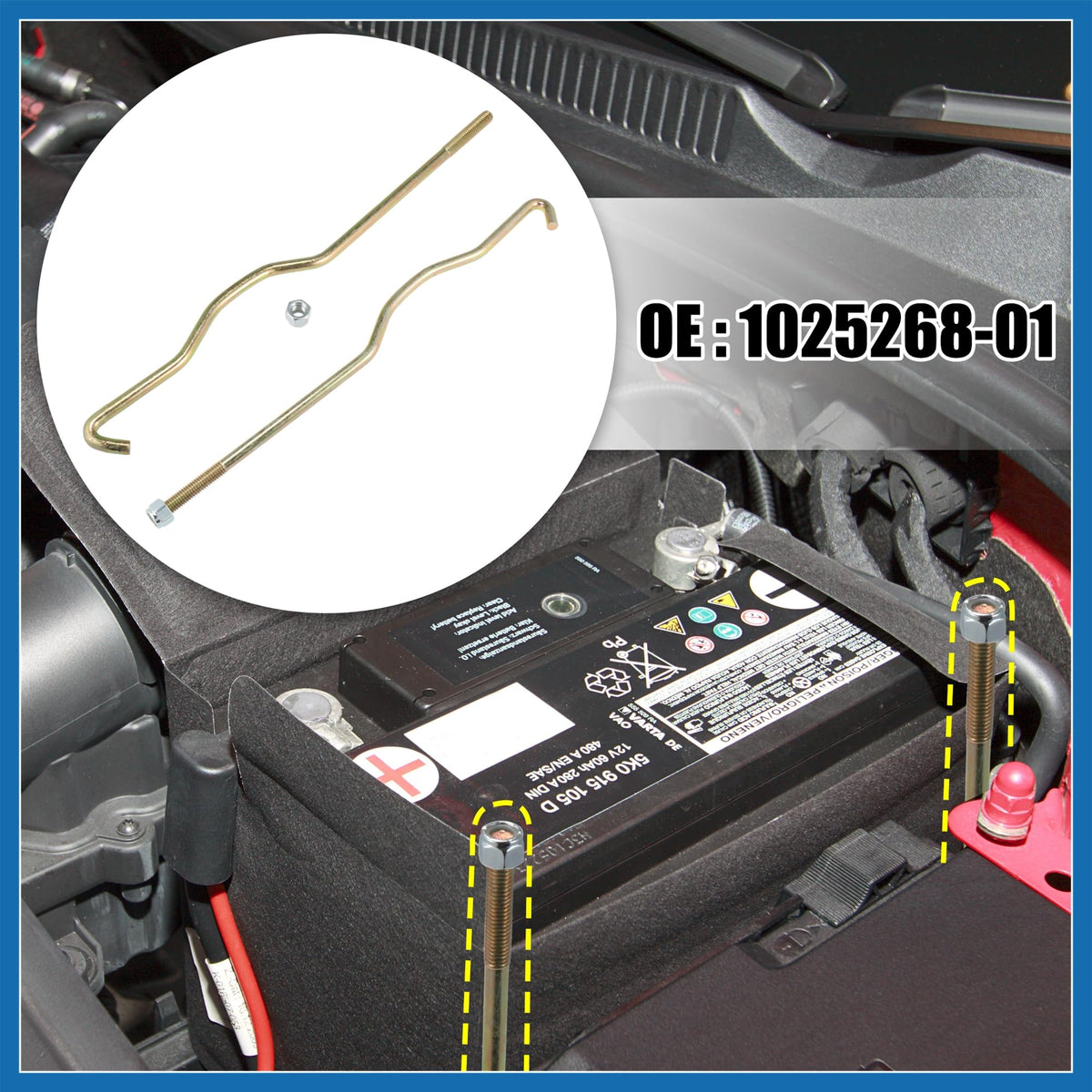 A ABSOPRO battery hold-down nuts secure fittings and resist corrosion.