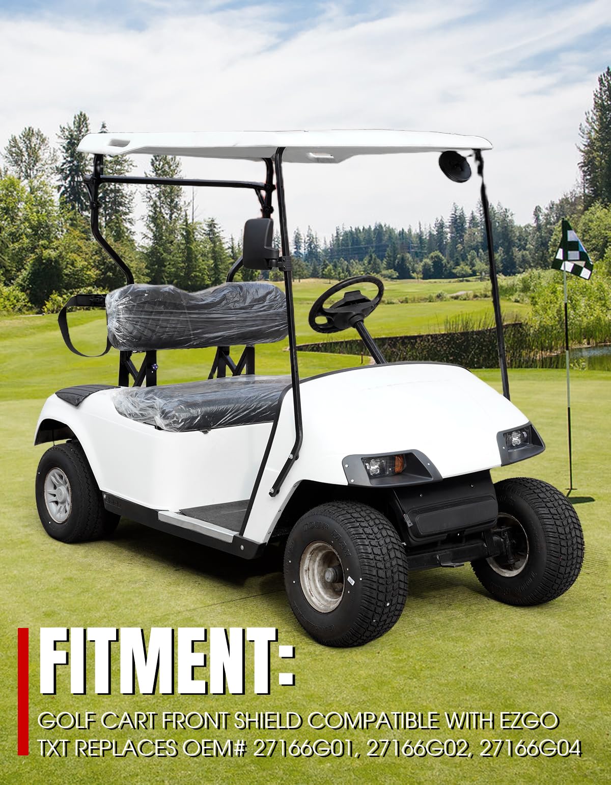 Black finish A & UTV PRO shield on golf cart