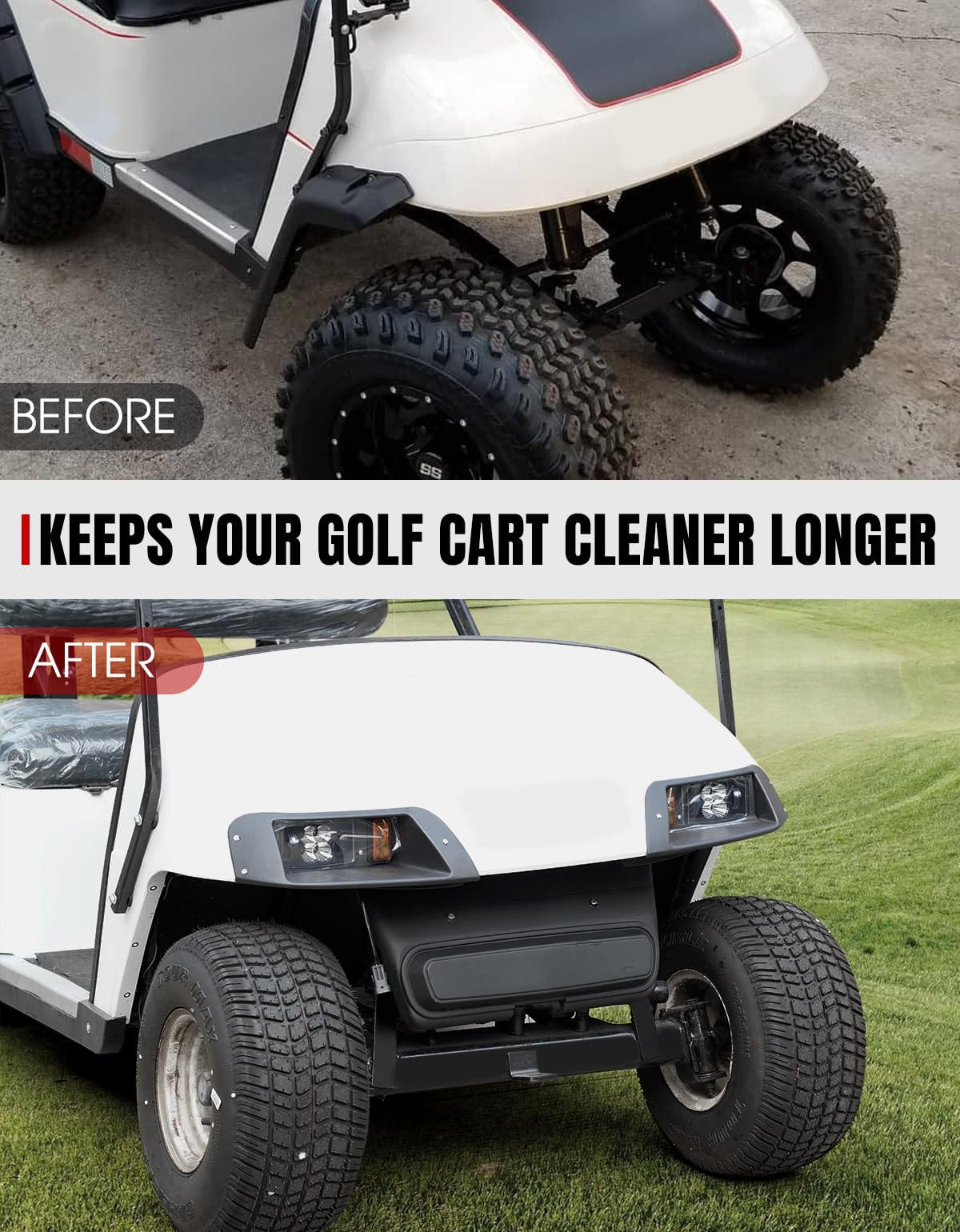 Bolt-on installation of A & UTV PRO shield on EZGO TXT