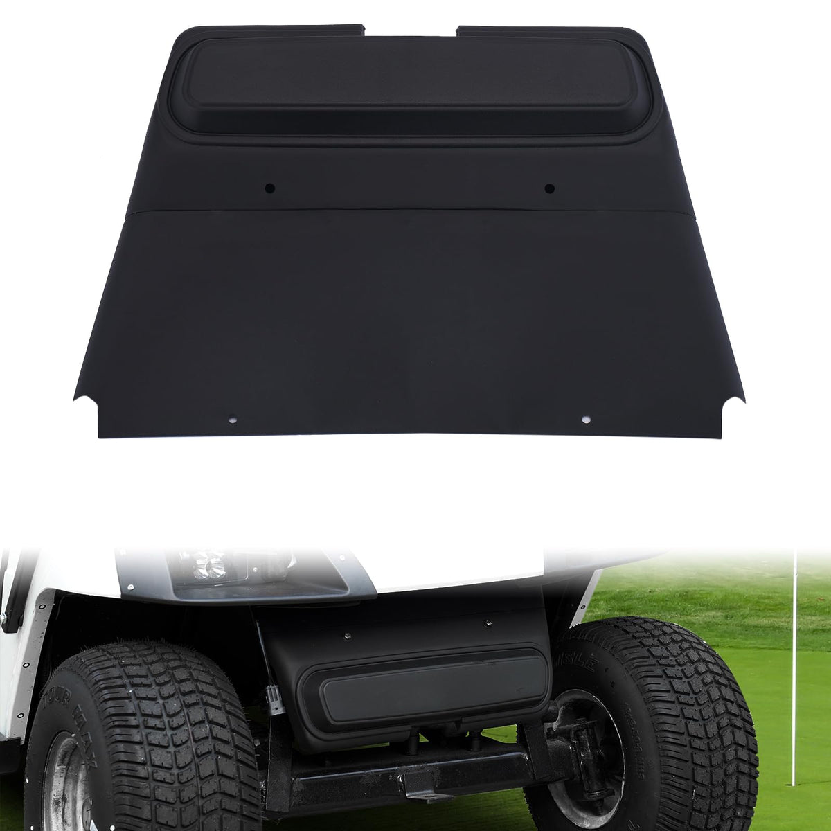 A & UTV PRO front shield on EZGO TXT front view for durable protection