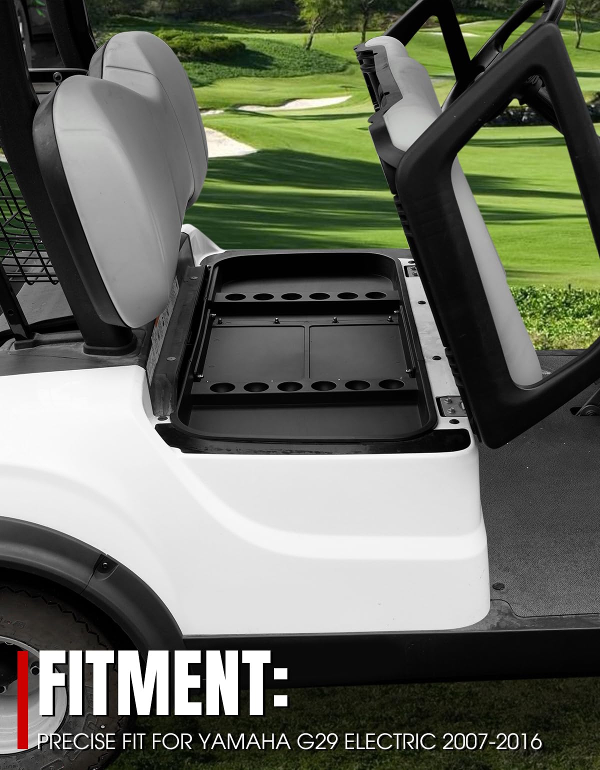 A & UTV PRO organized under-seat storage keeps your golf cart tidy.