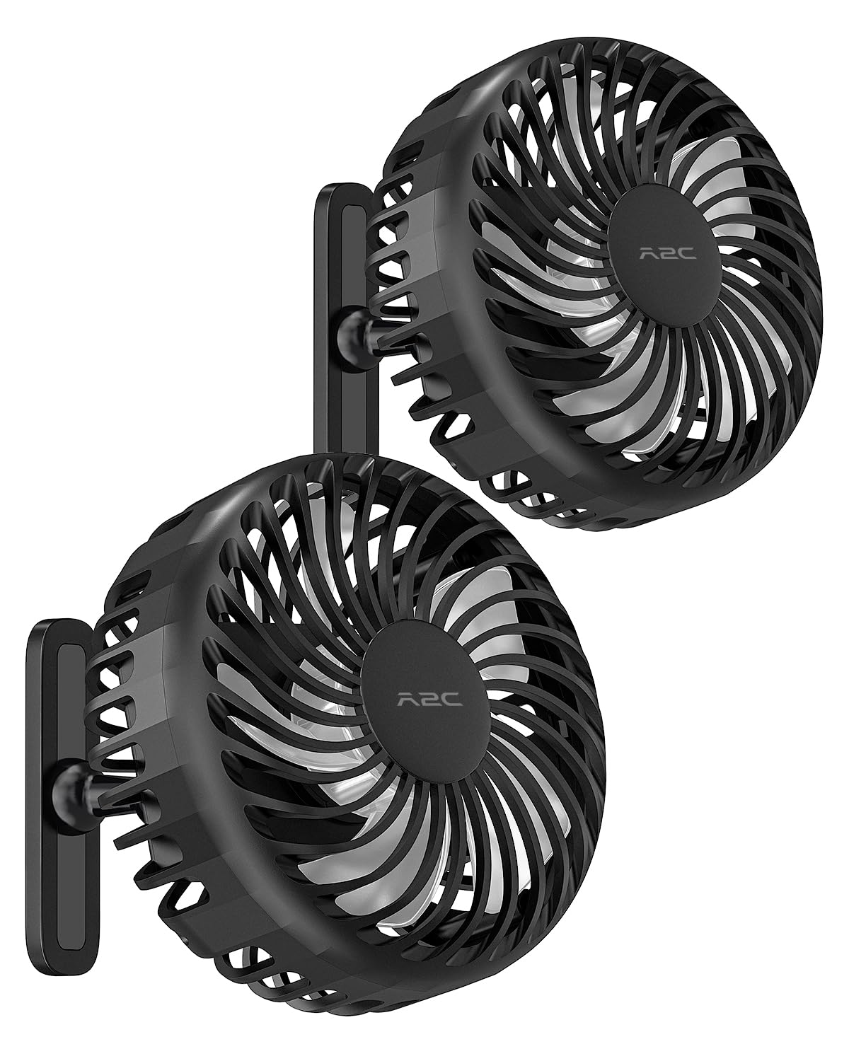 A2C 2-pack rechargeable fan mounted on golf cart for cooling between holes