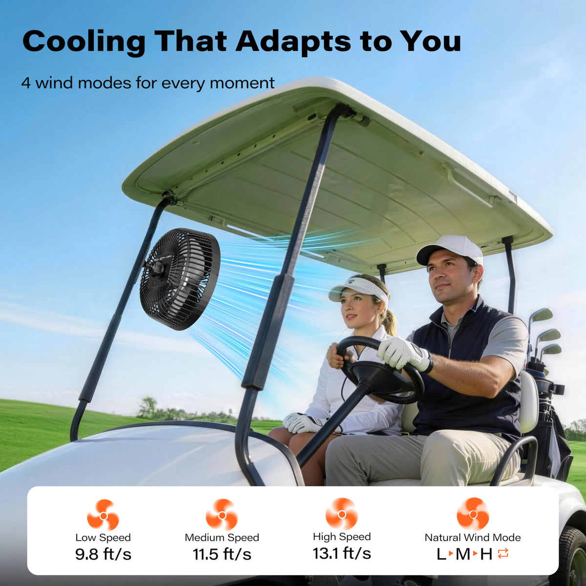 A2C 360-degree rotation directs airflow exactly where needed for driver or passenger