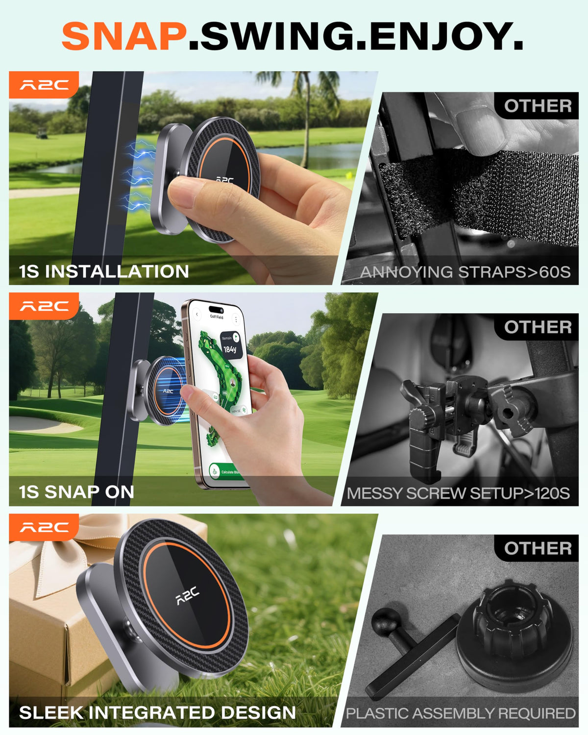A2C 360 rotation ball joint lets you switch to landscape for maps