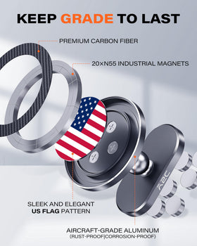 Metal ring included for non-magnetic phones compatibility