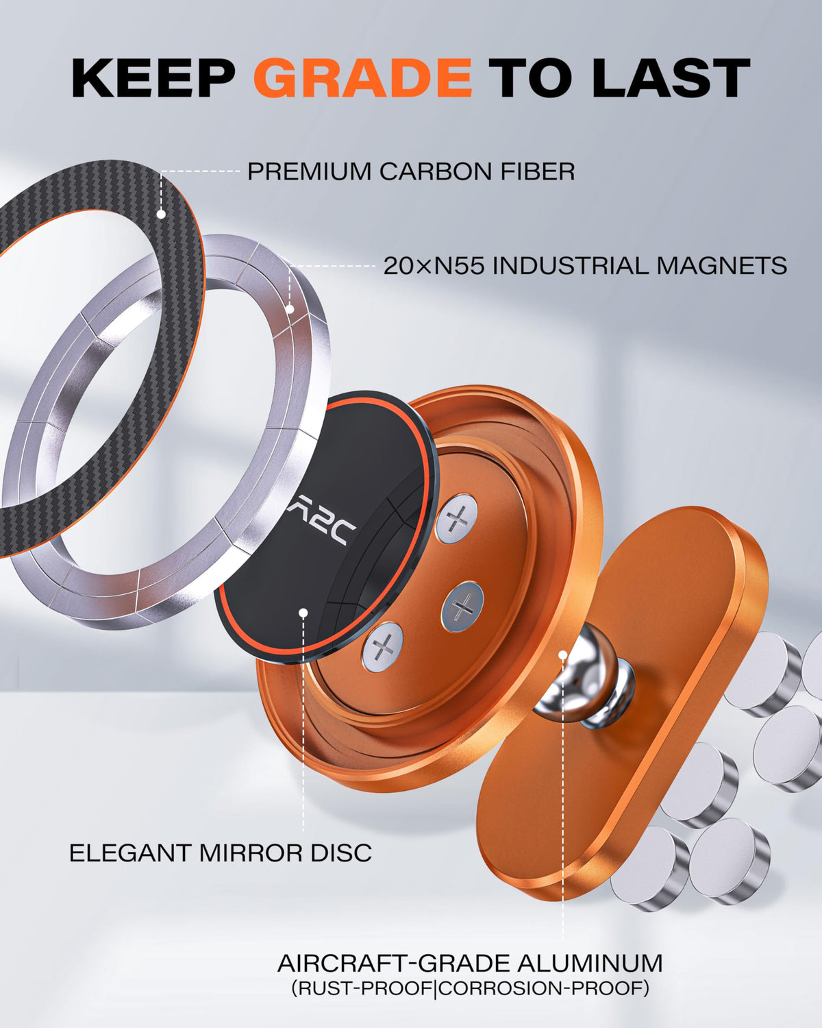 Includes metal ring for non-magnetic phones for compatibility