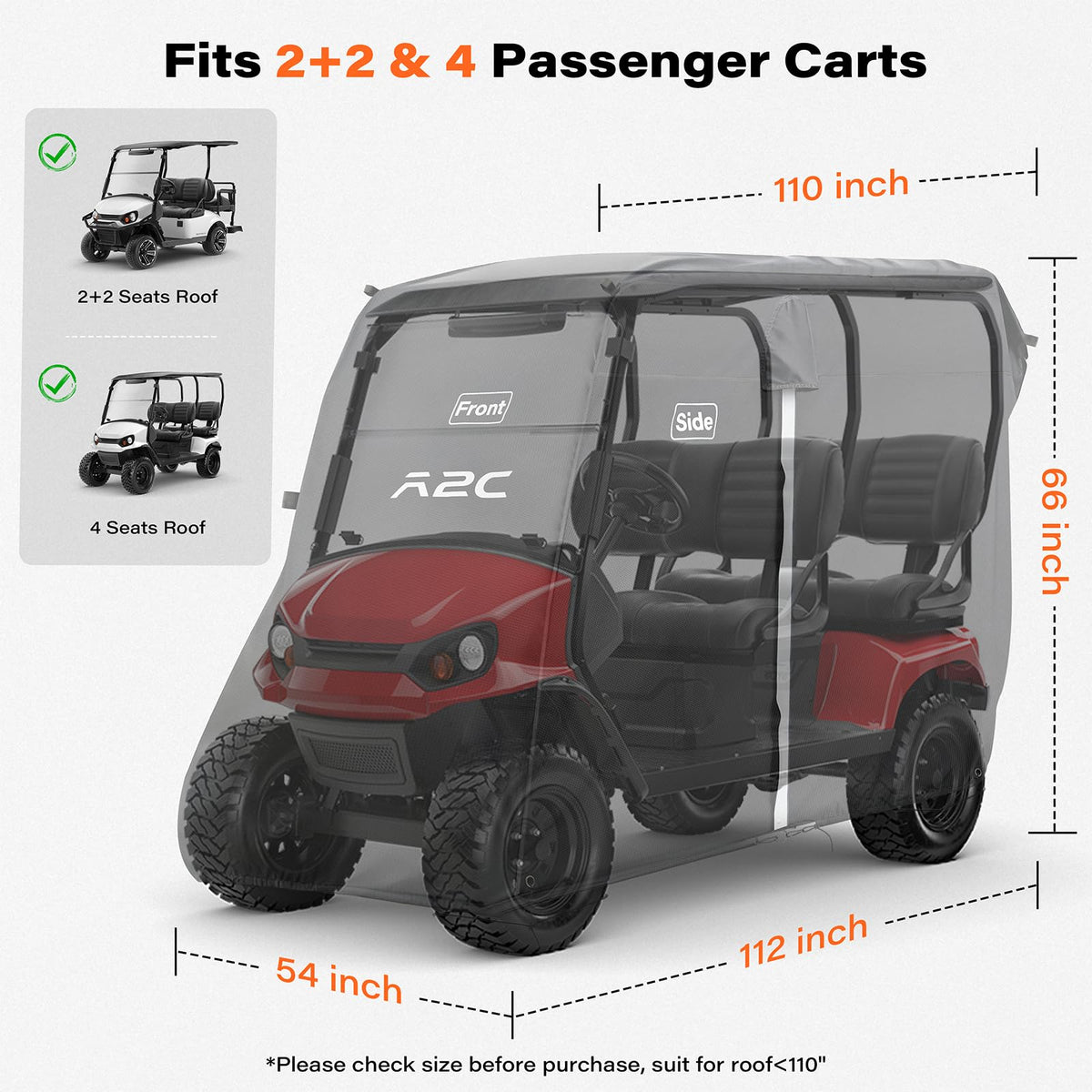 A2C cart cover strapped with adjustable buckles for windproof fit