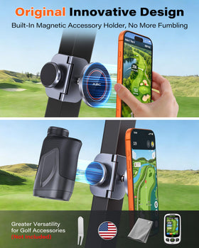 Magnetic rangefinder holder for quick access between shots