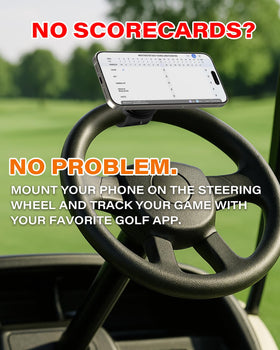 A2C 3-in-1 mount on cart roof strut secures your phone while riding.