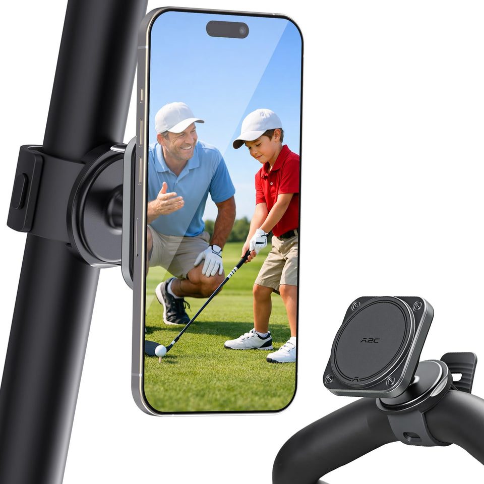 A2C 3-in-1 magnetic mount on steering wheel keeps yardage at your fingertips.