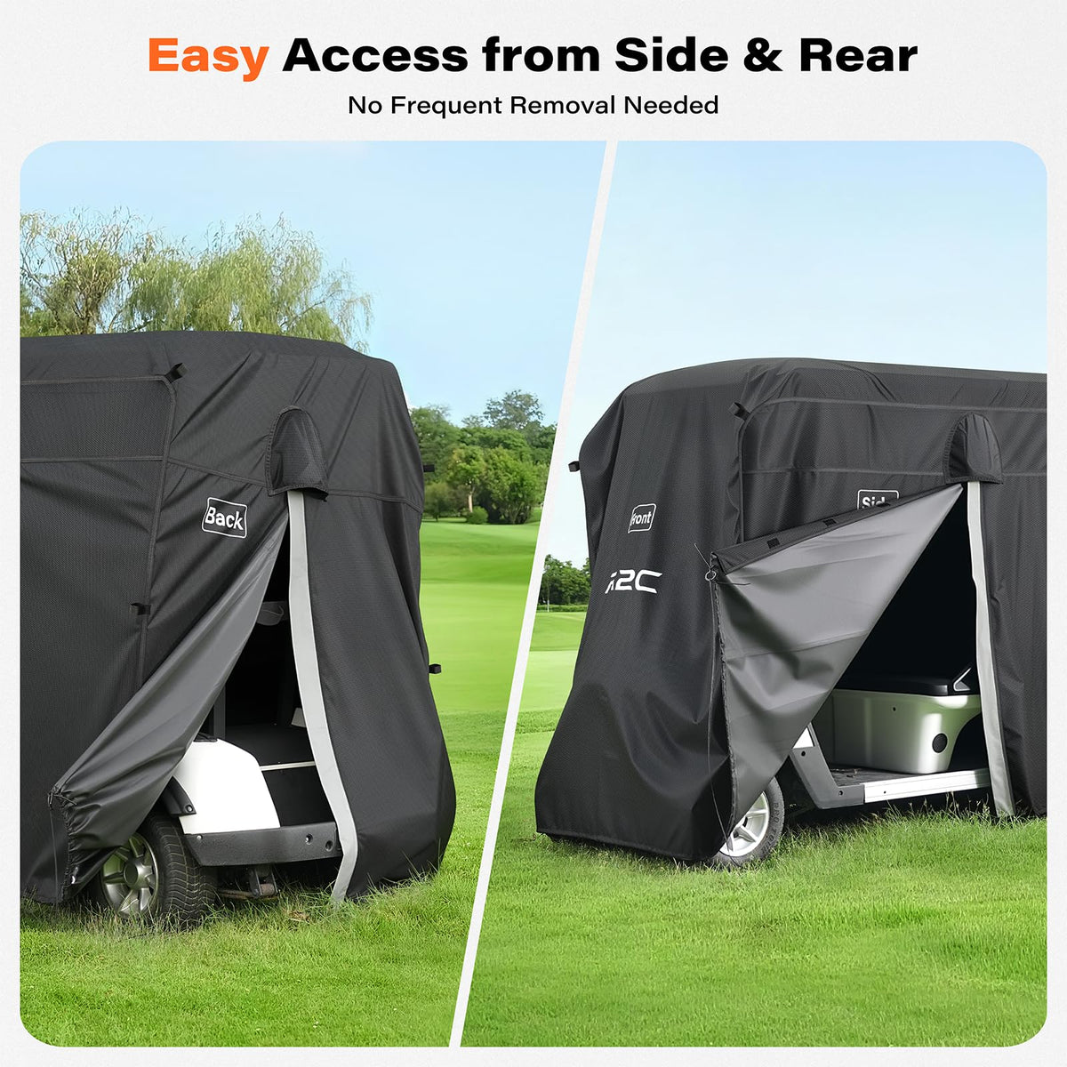A2C golf cover folded for easy storage when not in use