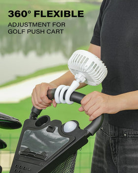 A2C golf cart fan highlighting its 3-speed settings for customizable breeze