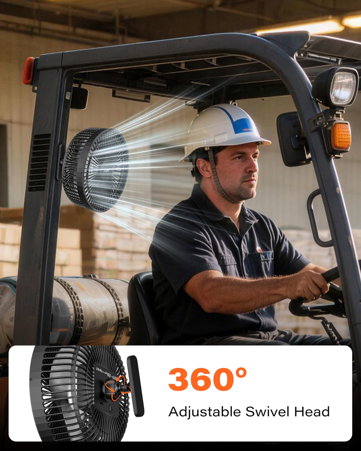 A2C Golf Cart Fan 360-degree adjustable head directing airflow
