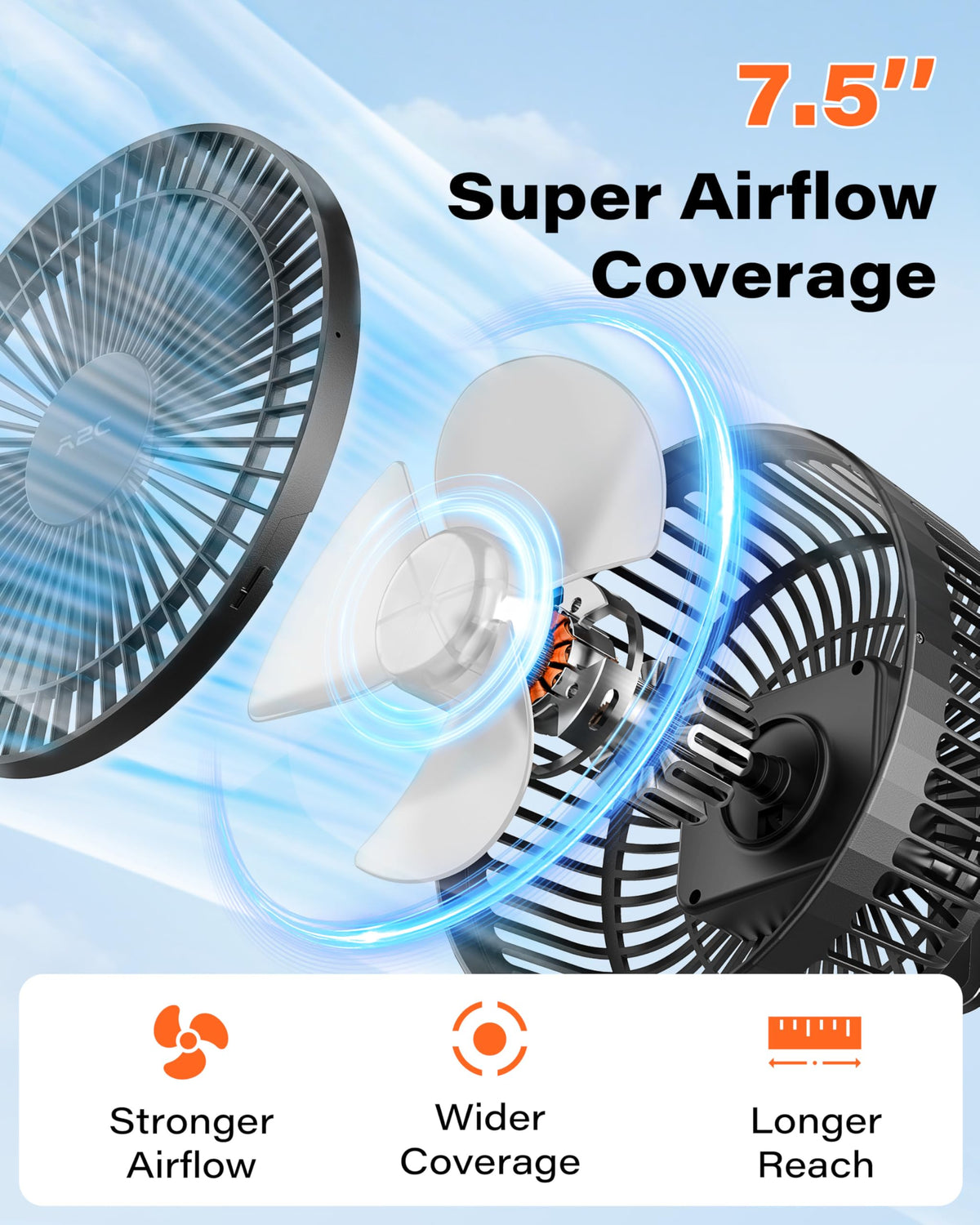 A2C Golf Cart Fan magnetic mount attached to a metal surface
