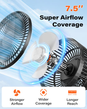 A2C Golf Cart Fan magnetic mount attached to a metal surface