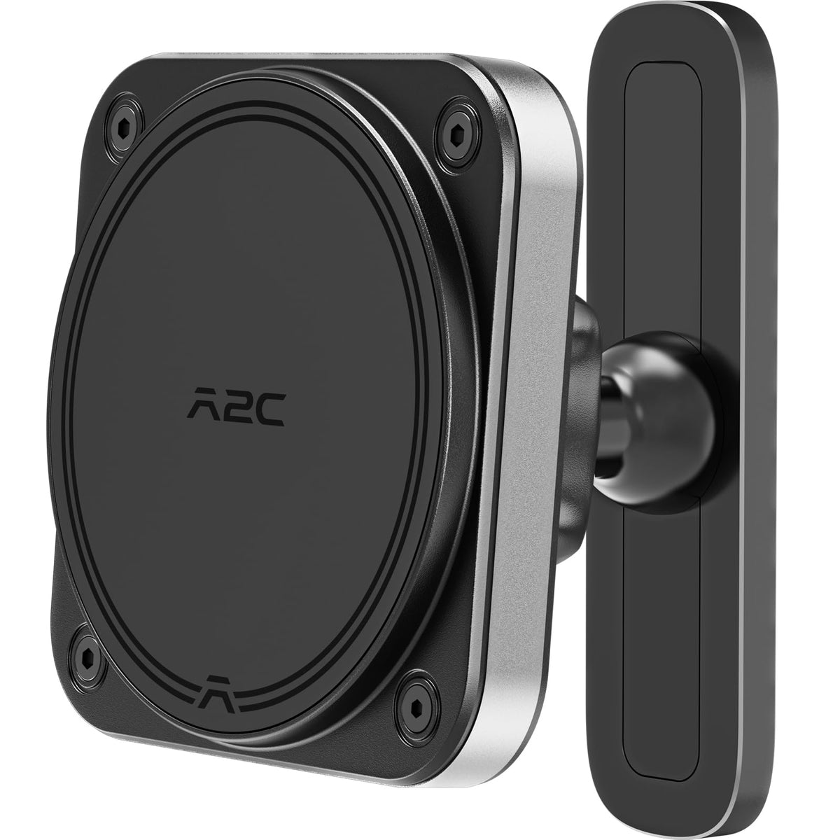 A2C upgraded magnetic golf cart phone holder mounted on iron rail shows stable viewing.