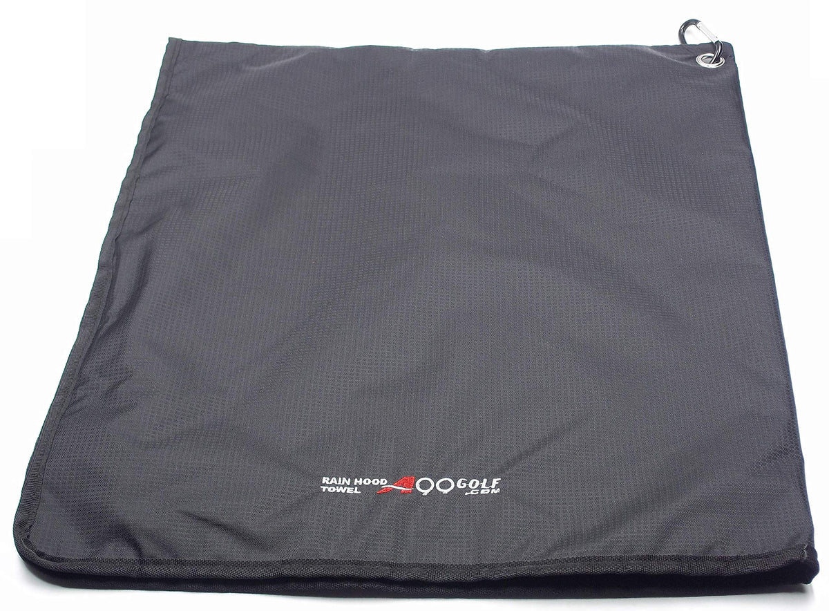 A99 Golf Rain Hood Towel on a bag protects clubs in rain