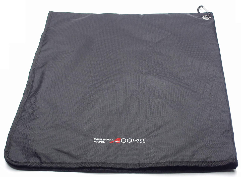 A99 Golf Rain Hood Towel on a bag protects clubs in rain