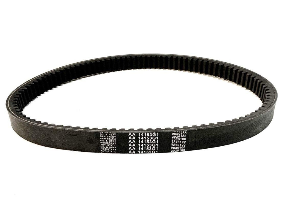 A.A drive belt close-up for EZGO Marathon shows wear-ready replacement
