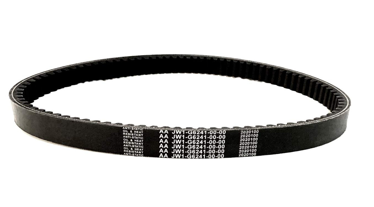 A.A drive belt for Yamaha G29 seen from full cart view, highlighting compatibility.