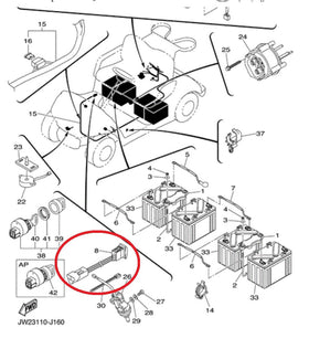 Installation diagram showing A.A switch fit for Yamaha G22 and G29 carts