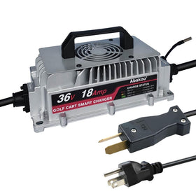 Abakoo 36V charger with crowsfoot connector for golf carts delivers reliable power.