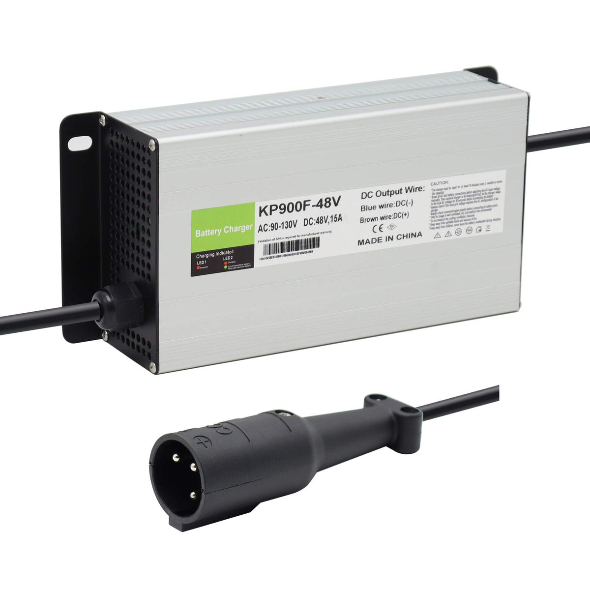 Abakoo 48V 15A charger front view, compact design for easy garage charging.
