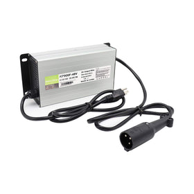 Abakoo 48V charger side view, slim profile and cable routing shown.