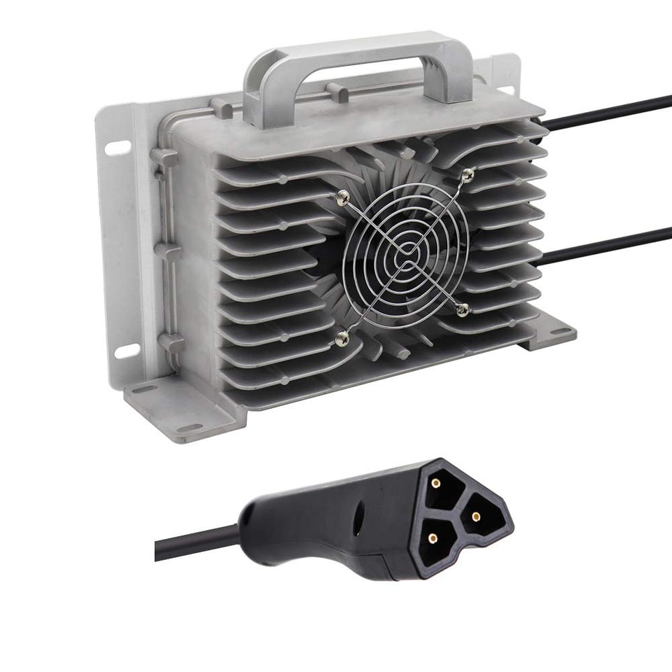 Abakoo 48V 15A golf cart charger front view showing RXV compatibility