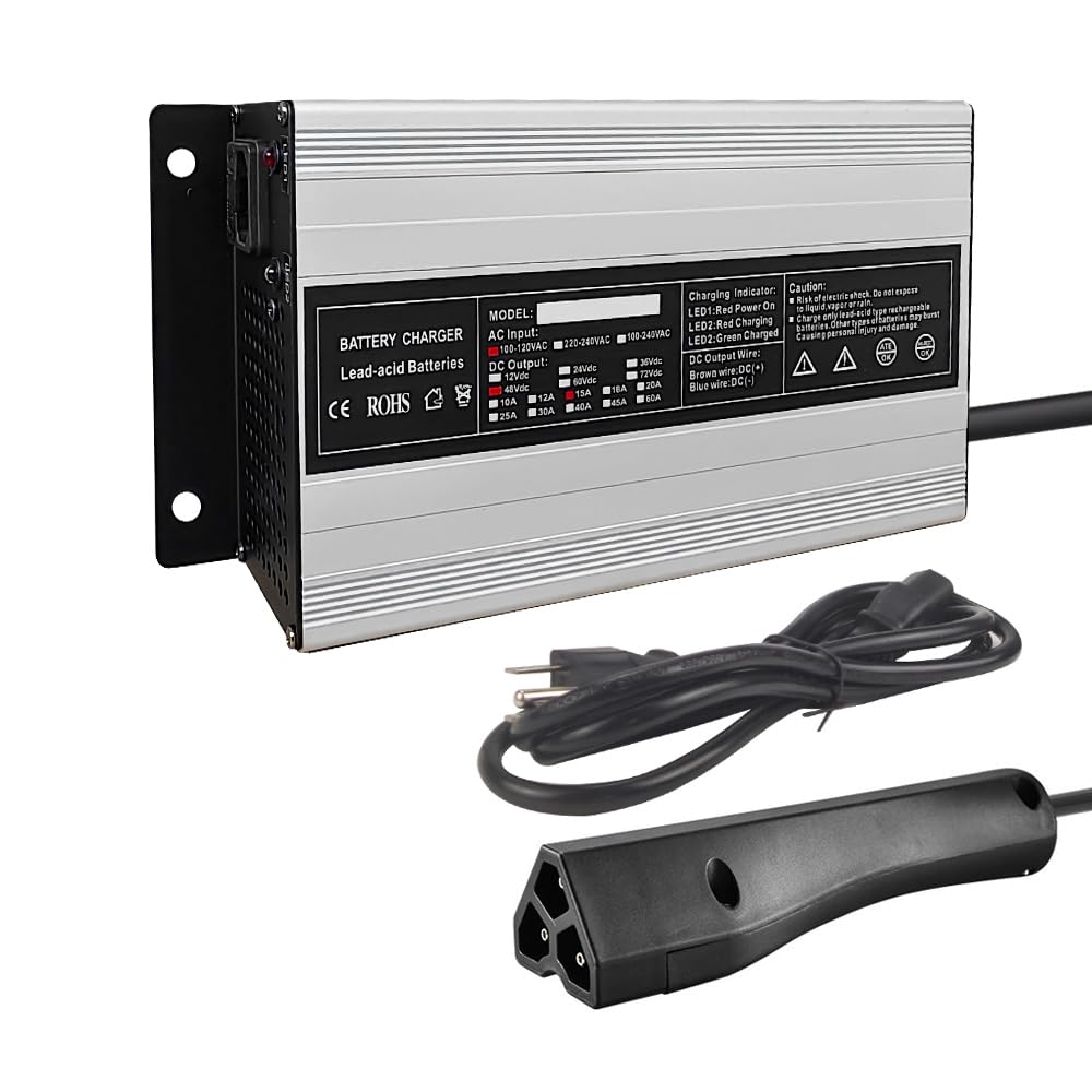 Abakoo 48V 15A RXV charger front view for fast golf cart charging.