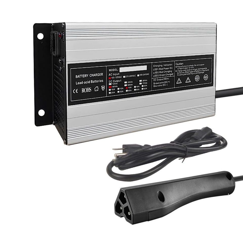 Abakoo 48V 15A RXV charger front view for fast golf cart charging.