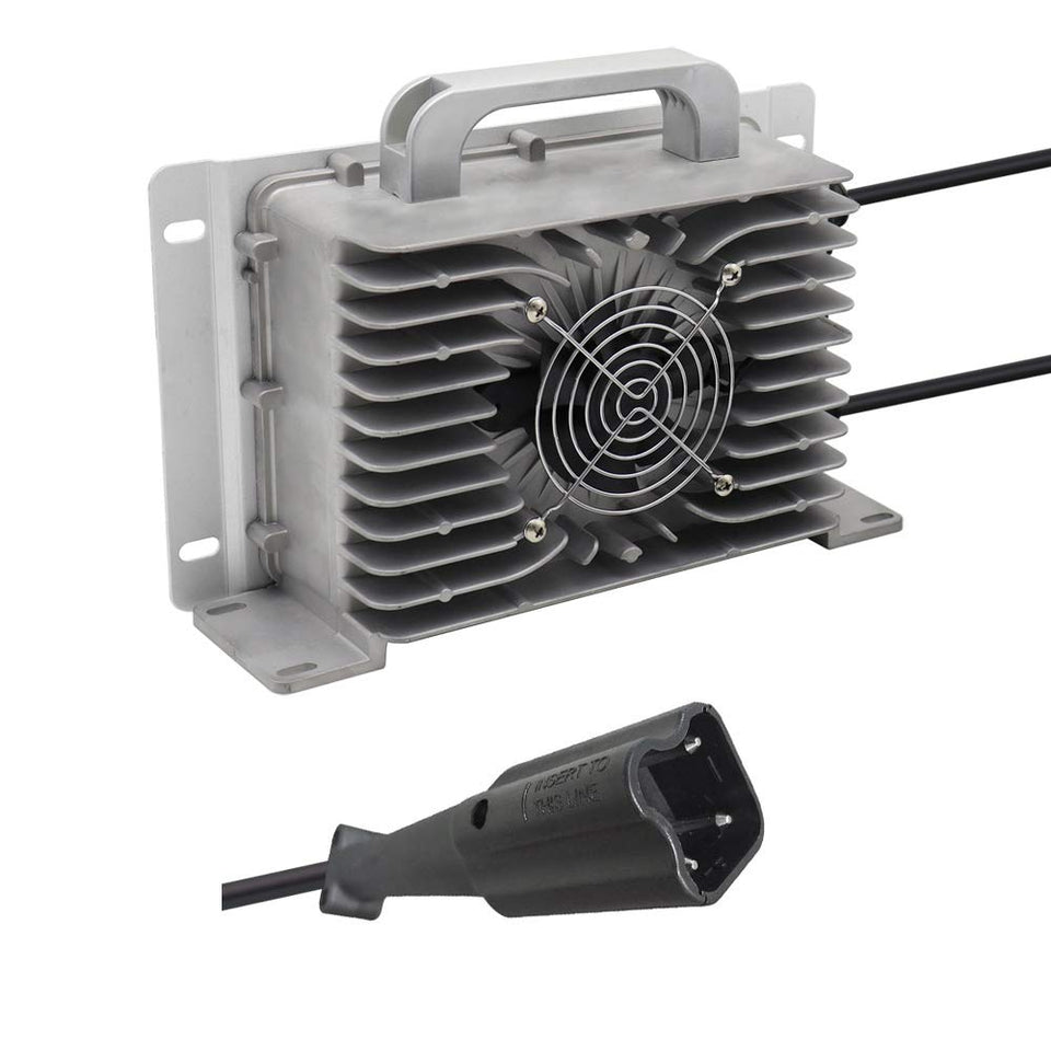 Abakoo 48V 17A Yamaha G29 charger front view highlighting compact design for easy handling