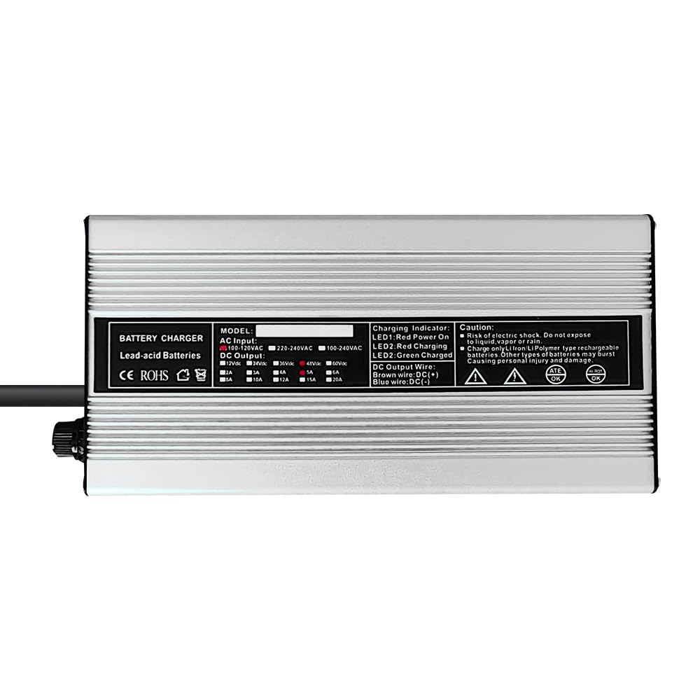 Abakoo 48V 5A RXV charger back view built for outdoor durability.