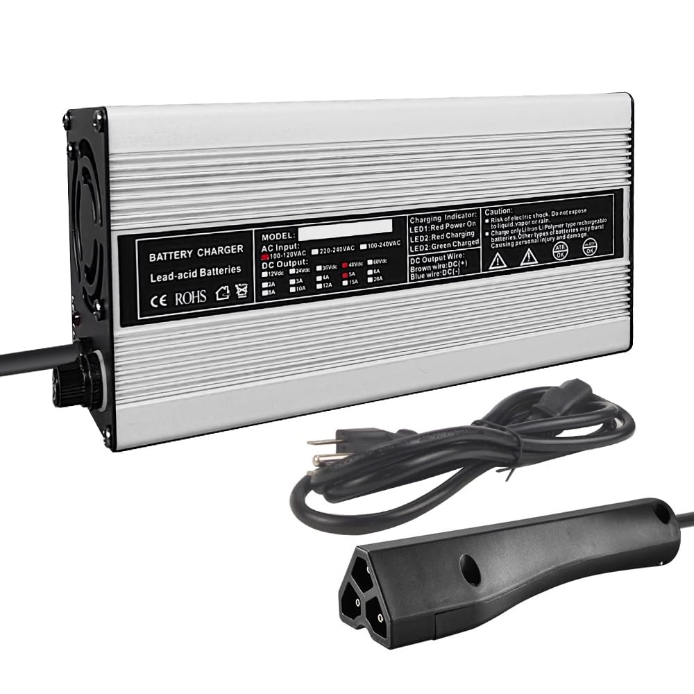 Abakoo 48V 5A RXV charger front view for dependable on-course charging.