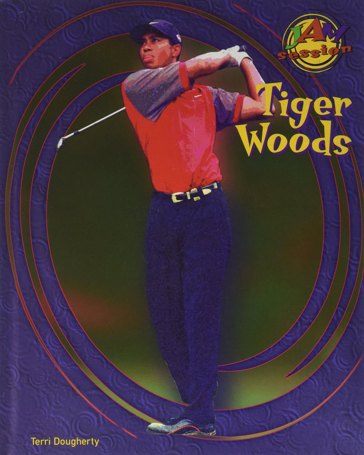 Abdo Pub Co Tiger Woods book cover featuring athlete portrait, ideal for engaging young readers