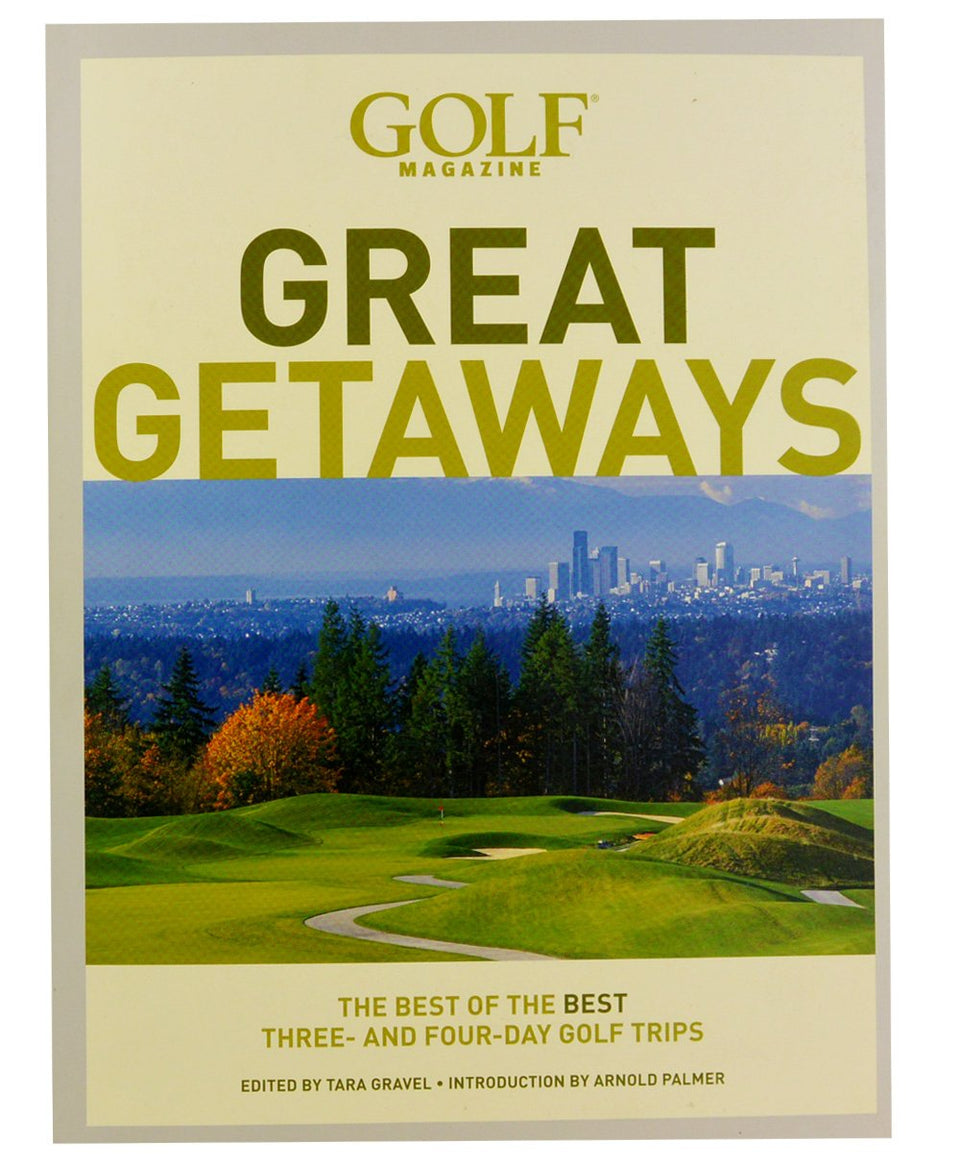 Abrams Books Golf Great Getaways cover highlighting top three- and four-day golf trips for avid golfers.